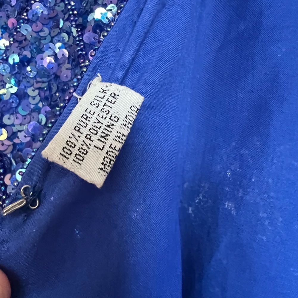 VTG Scala blue sequin, beaded evening dress size L - Picture 4 of 6